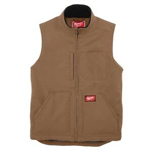 Milwaukee Men's Large Heavy-Duty Brown Sherpa-Lined Vest